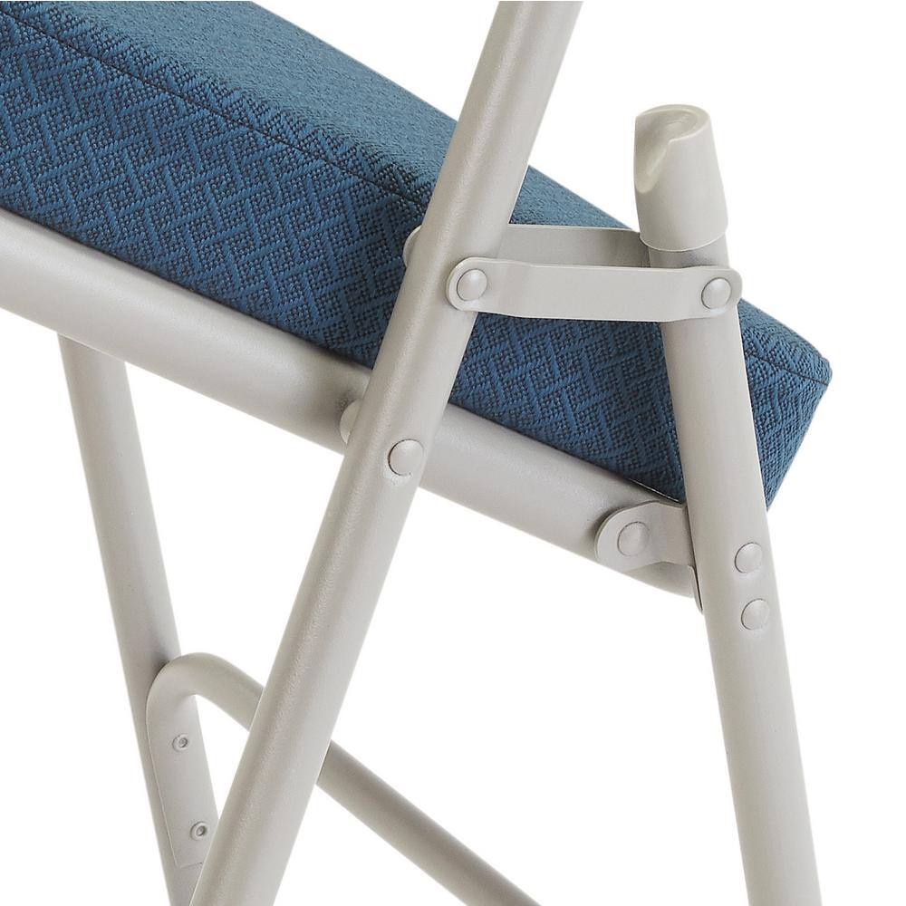 National Public Seating Navy Metal Frame Padded Seat Folding Chair (Set of 2) 3215