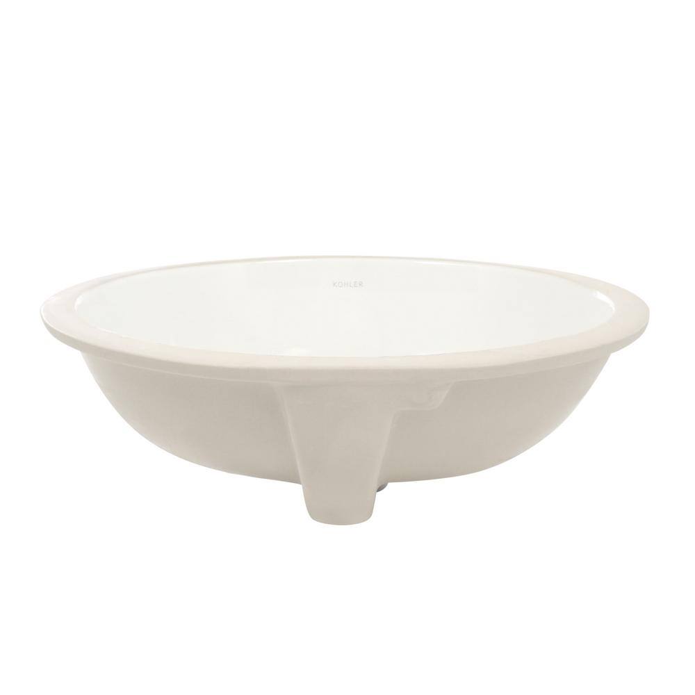 KOHLER Caxton Vitreous China Undermount Bathroom Sink in White with Overflow Drain K-2210-0