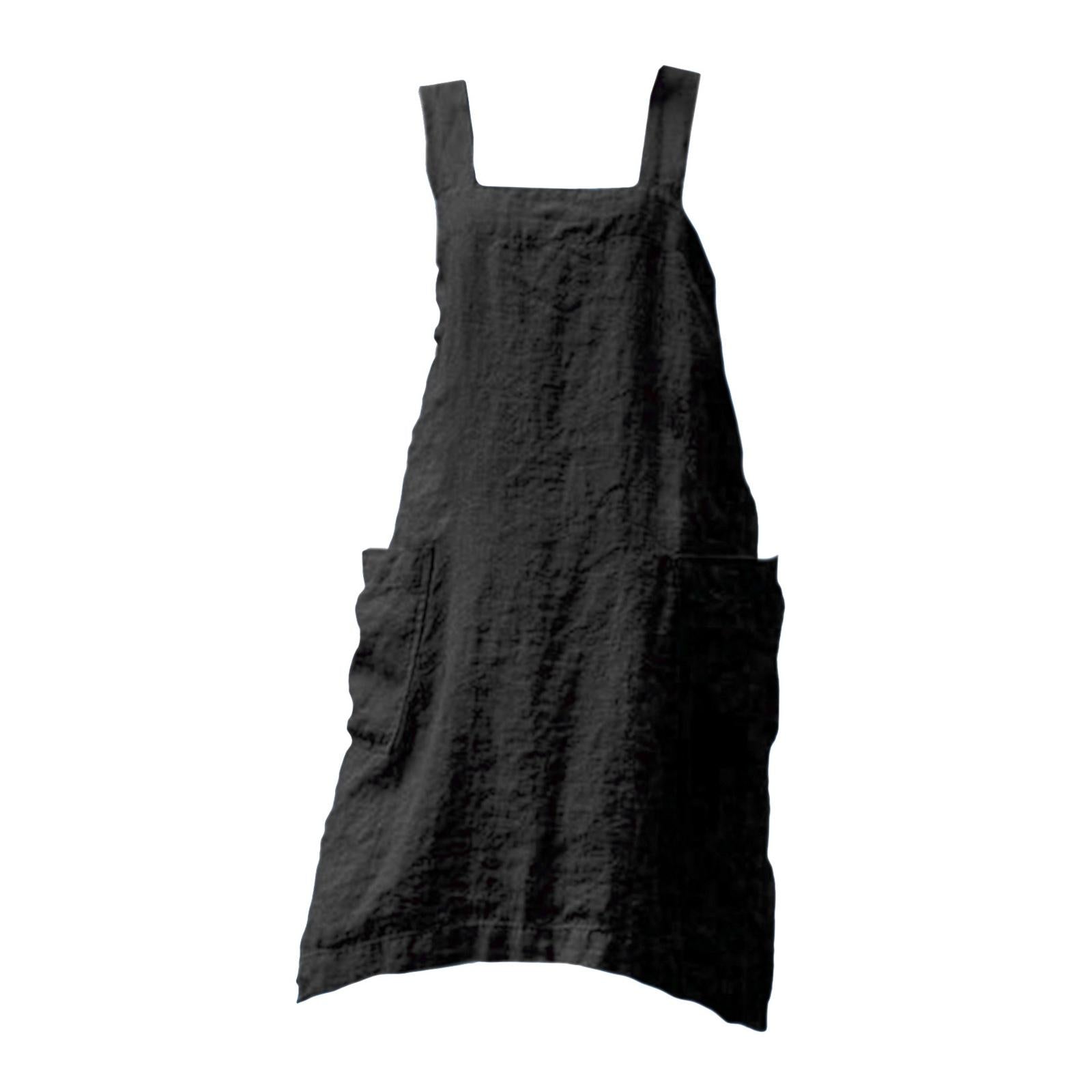 Linen Apron with Pockets Gardening Works Painting Pinny Gift Pinafore Dress with XL