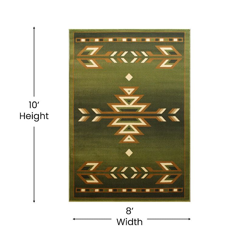 Masada Rugs Masada Rugs Southwest 8'x10' Native American Area Rug in Green