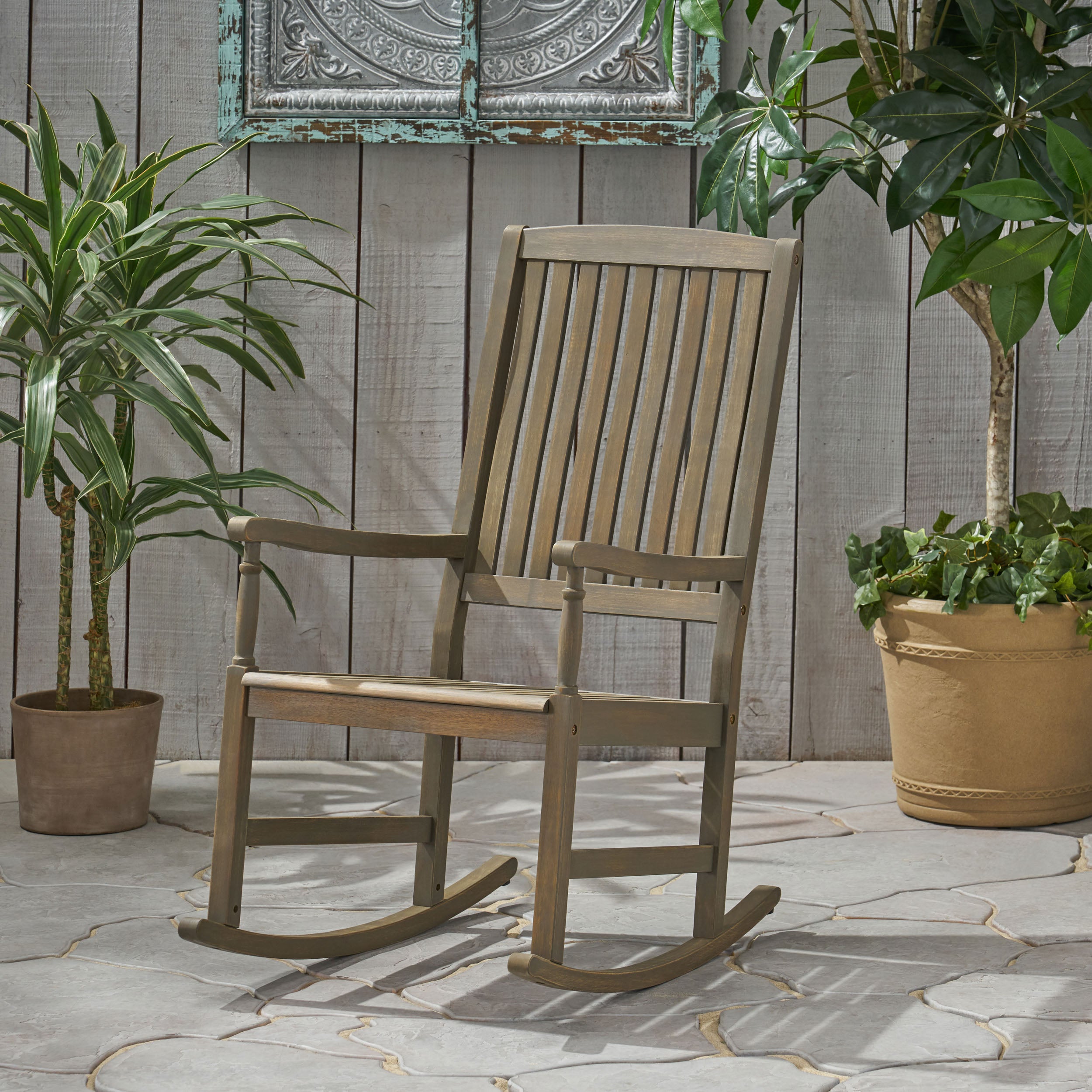 Myrna Outdoor Acacia Wood Rocking Chair