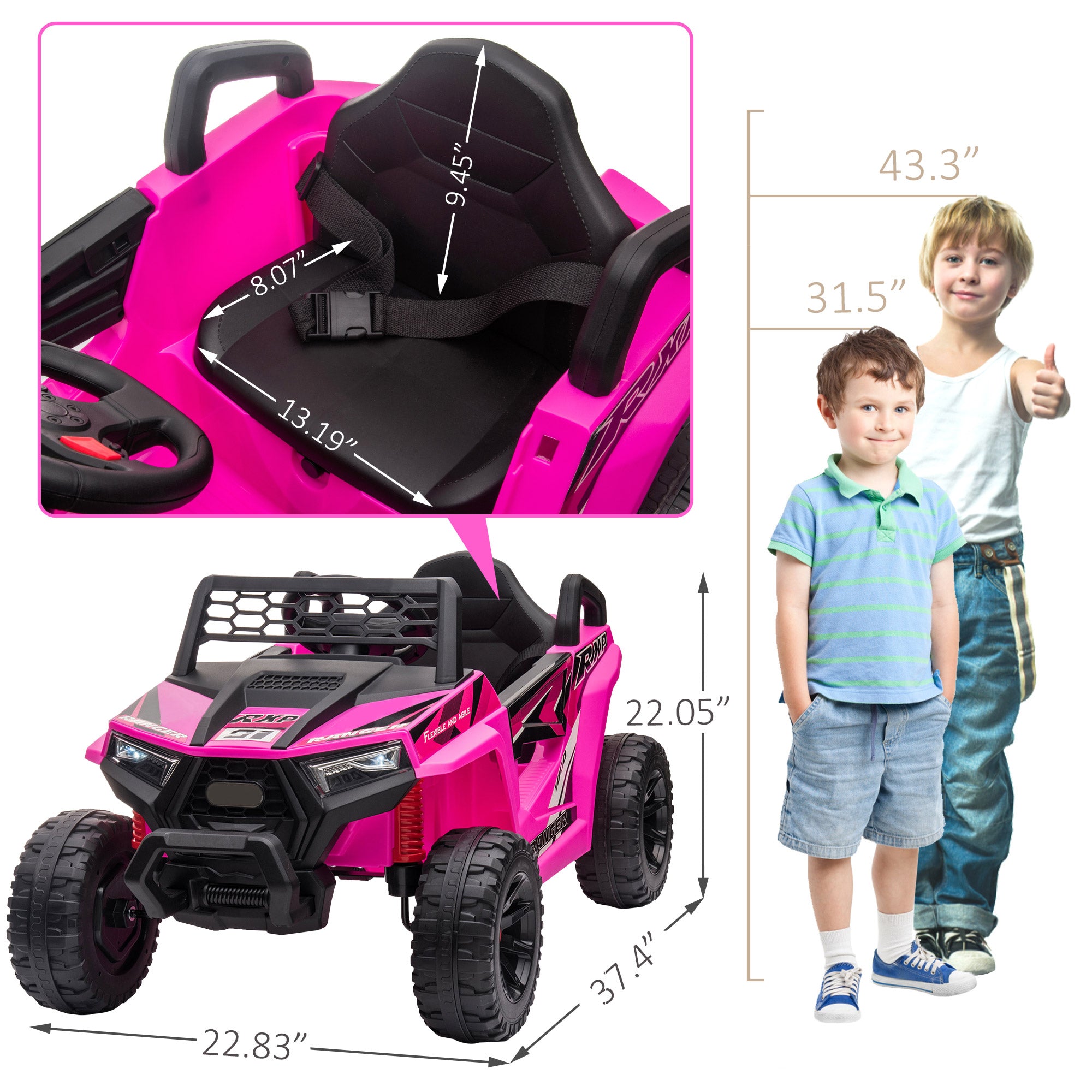 Kids ATV Ride on ATV, 12V Battery Powered Electric Vehicle, Ride on Car 4 Wheeler Quad for Boys & Girls-Pink