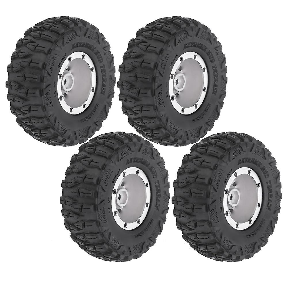 4pcs 2.2 Inch Wheel Rim Rubber Tire Rc Accessory Fit For Axial 1/10 Rc Crawler 120mmsilver