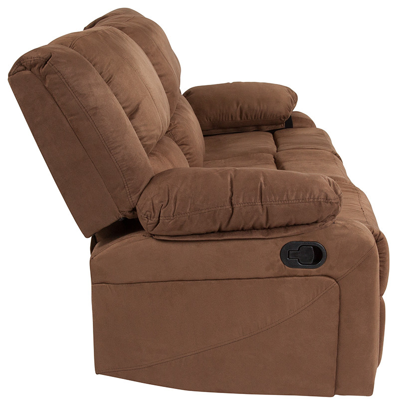 Harmony Series Chocolate Brown Microfiber Sofa  Two Built  In Recliners   Contemporary   Sofas   by First of a Kind USA Inc  Houzz