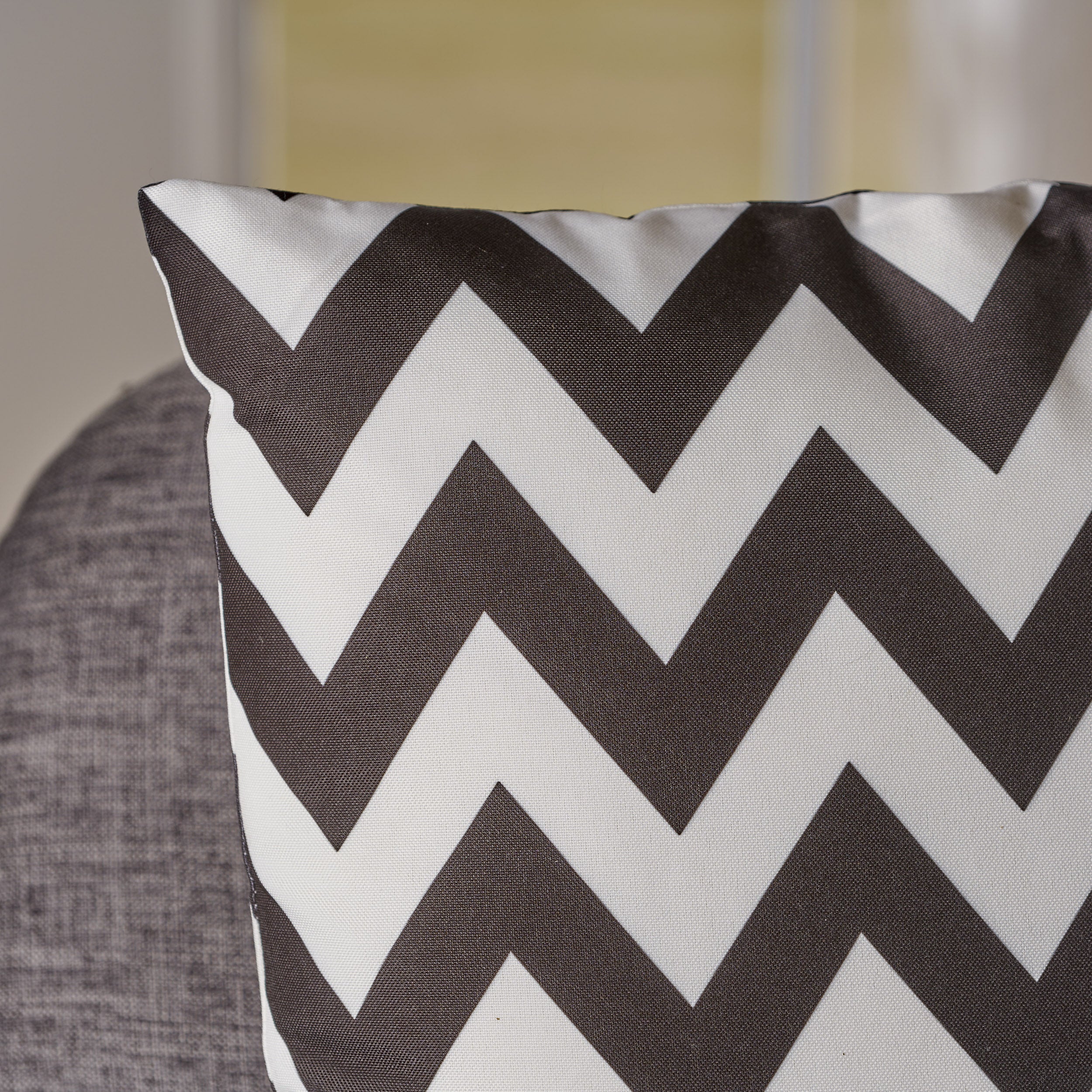 Ernest Indoor Zig Zag Striped Water Resistant Square Throw Pillows (Set of 2)