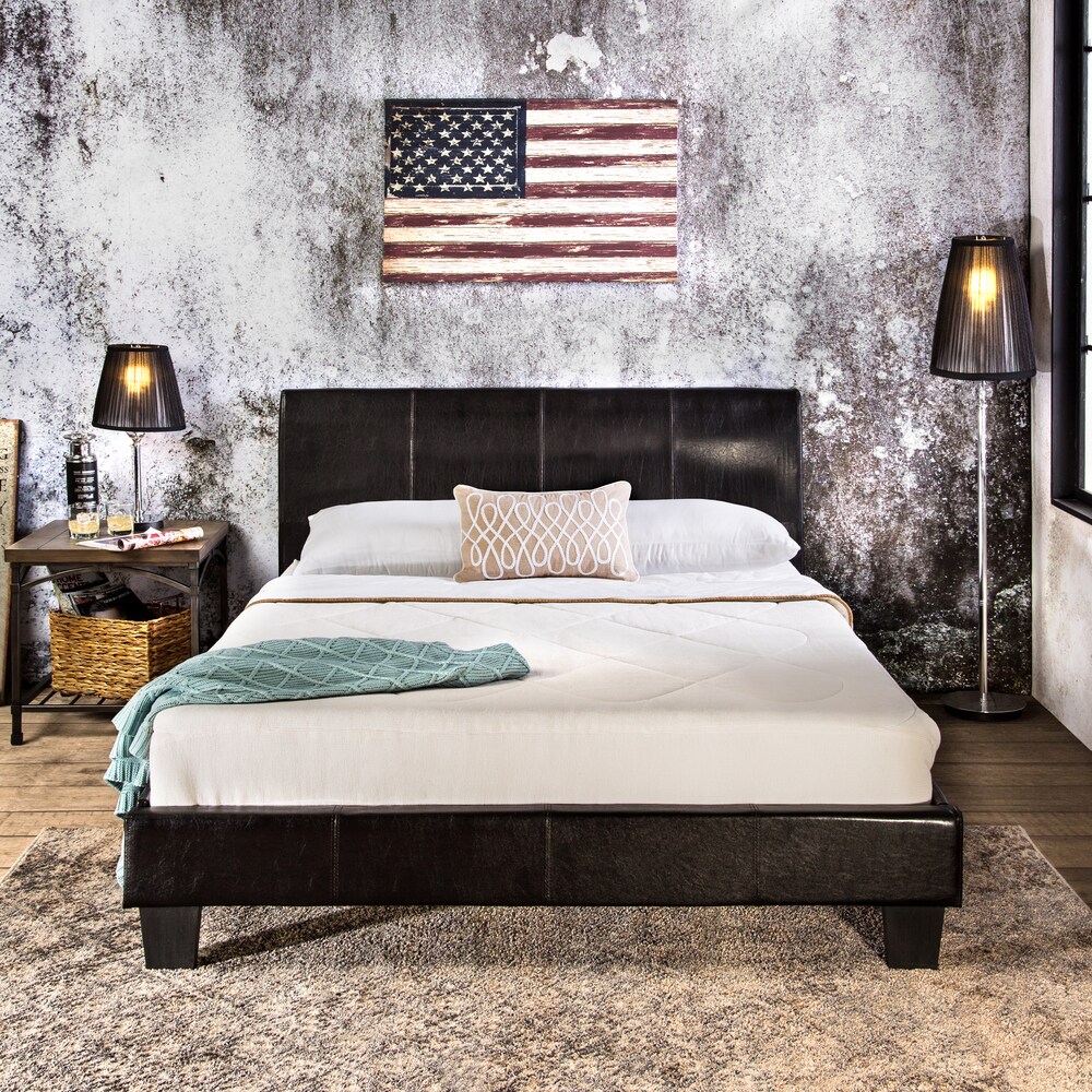 Furniture of America Modern Low Profile Faux Leather Platform Bed