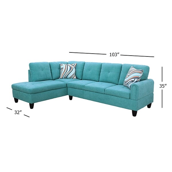 2-piece Linen L Shaped Sectional Sofa in Green