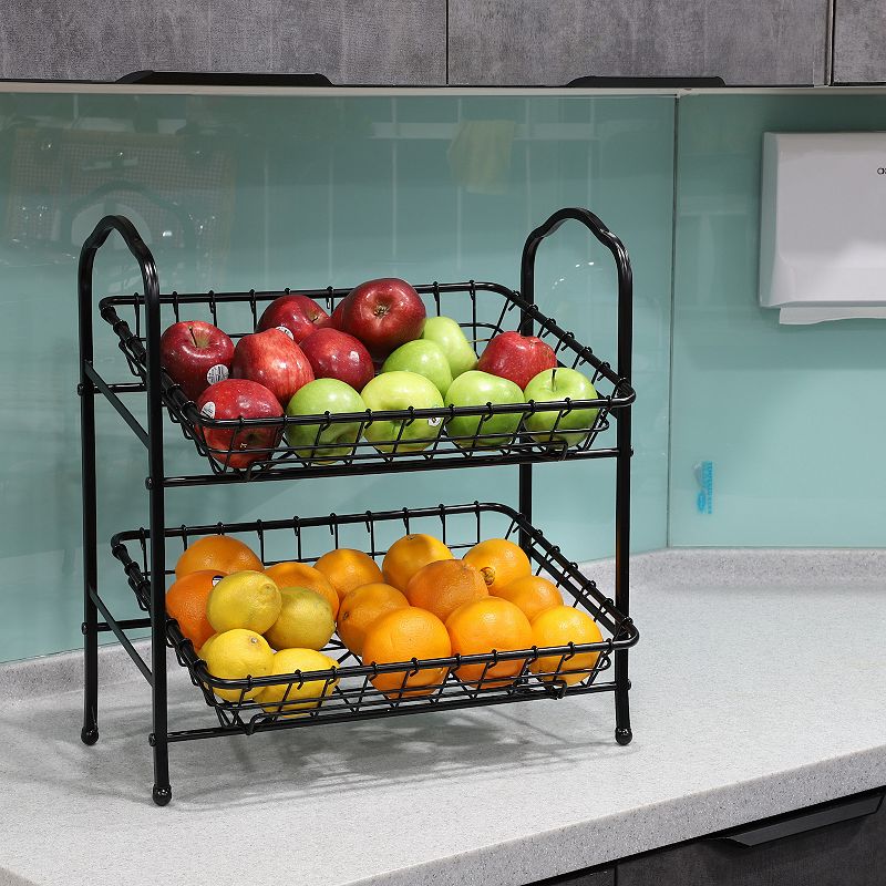 Puleo International 2-Tier Metal Basket Stand