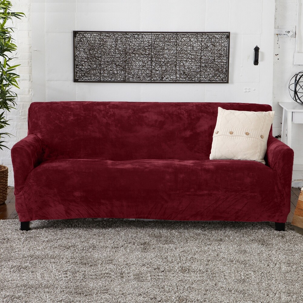 Premium Stretch Velvet Plush Sofa Slipcover.