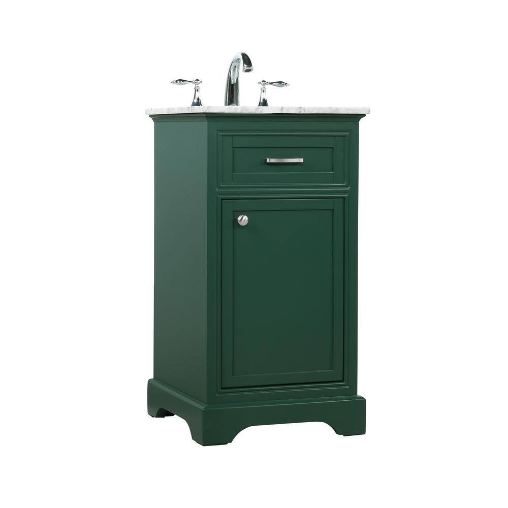 Simply Living 19 in. W x 19 in. D x 35 in. H Bath Vanity in Green with Carrara White Marble Top SL45057GN