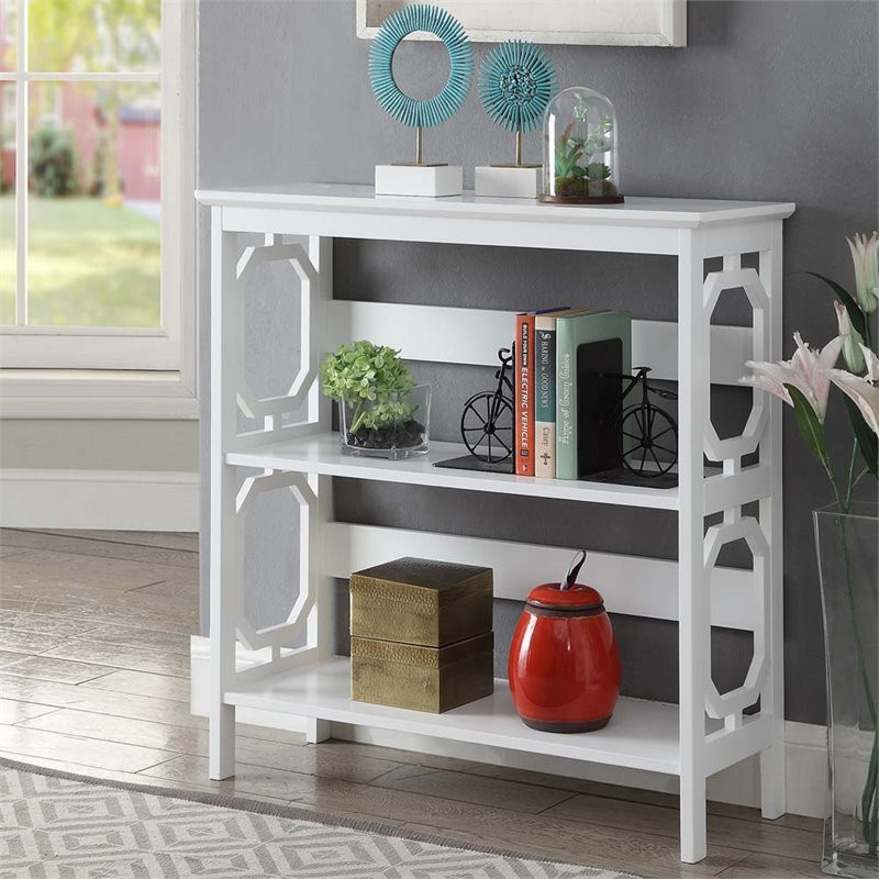 Convenience Concepts Omega Two Shelf Bookcase in White Wood Finish   Transitional   Bookcases   by Homesquare  Houzz