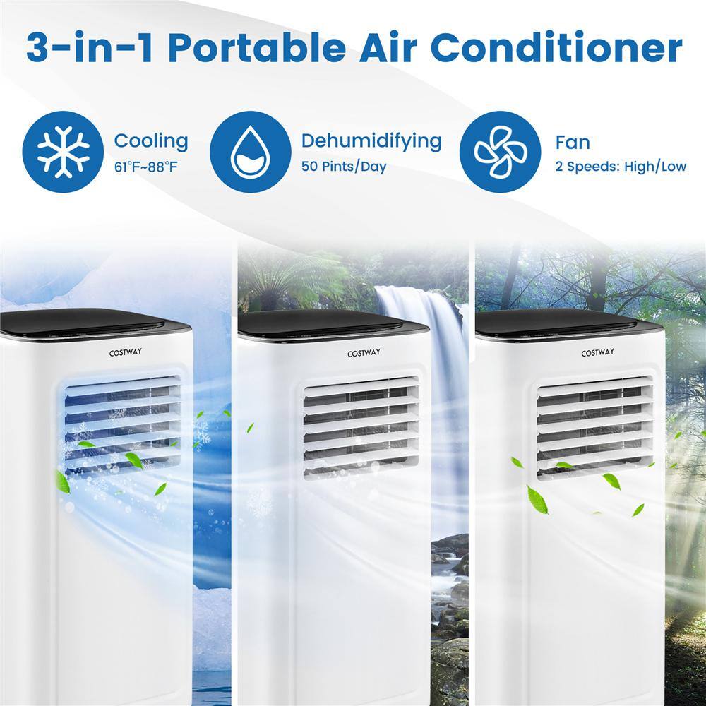 Costway 9000 BTU Portable Air Conditioner AC Unit 3-in-1 Cools 280 Sq. Ft. with Dehumidifier Remote in White FP10343US-WH