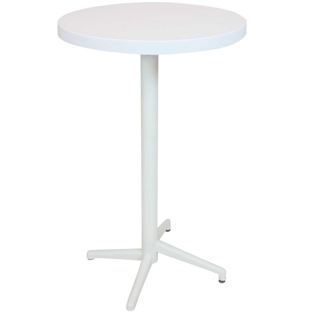 Sunnydaze 45 quot h Round Plastic All weather Commercial grade Patio Bar Table With Foldable Design White