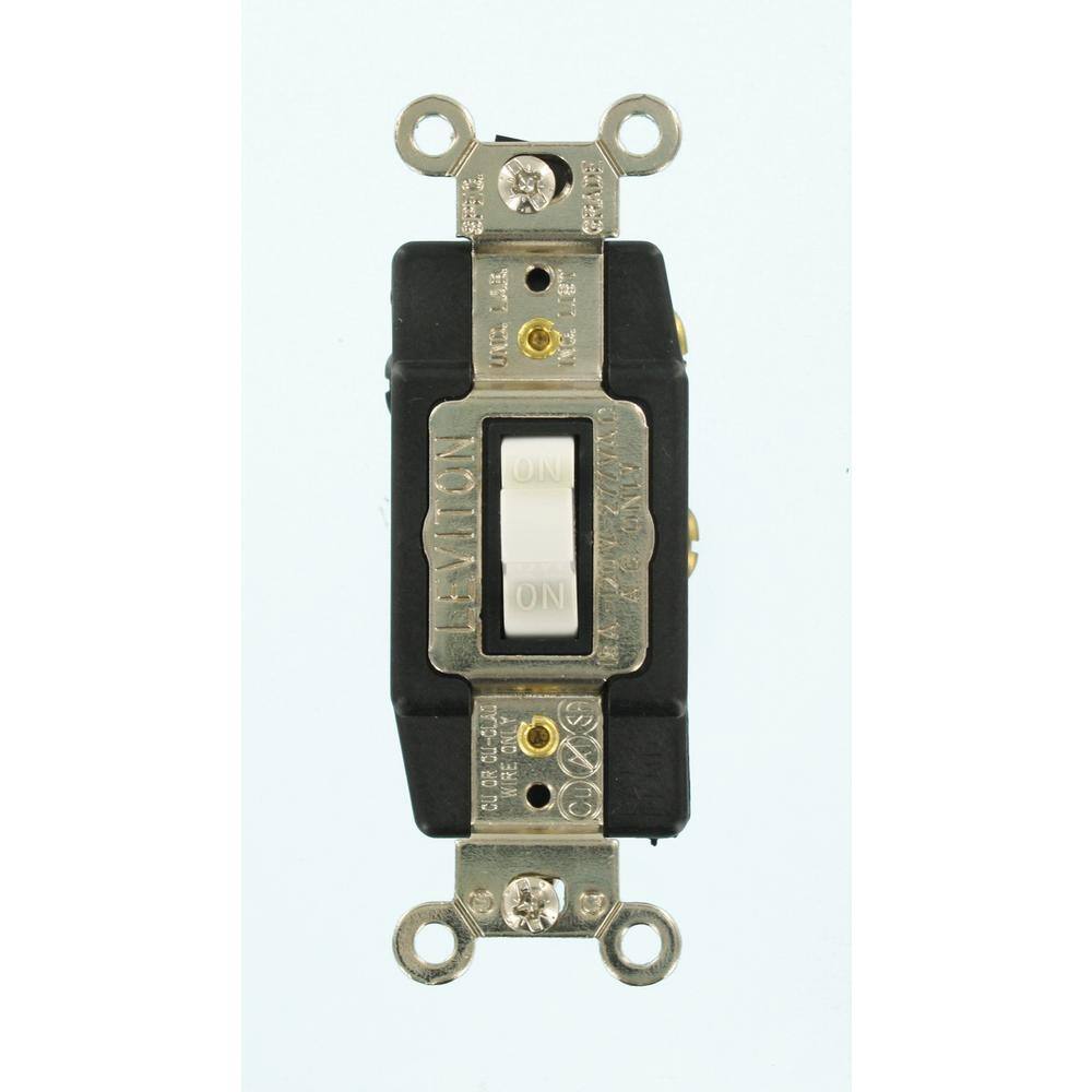 Leviton 15 Amp Industrial Grade Heavy Duty Single-Pole Double-Throw Center-Off Momentary Contact Toggle Switch White 1256-W