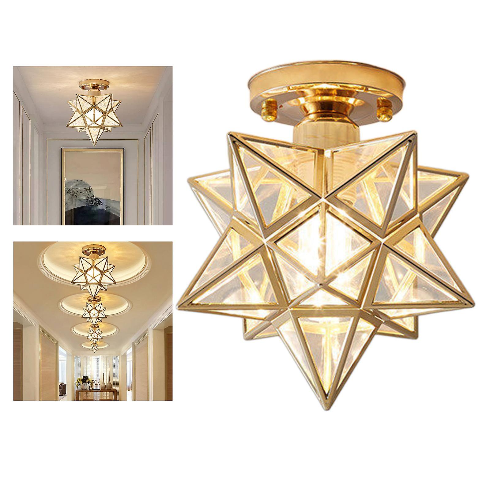 2x Pvc Semi Flush Mount Star Ceiling Wall Lamps Flush Mount Golden Black