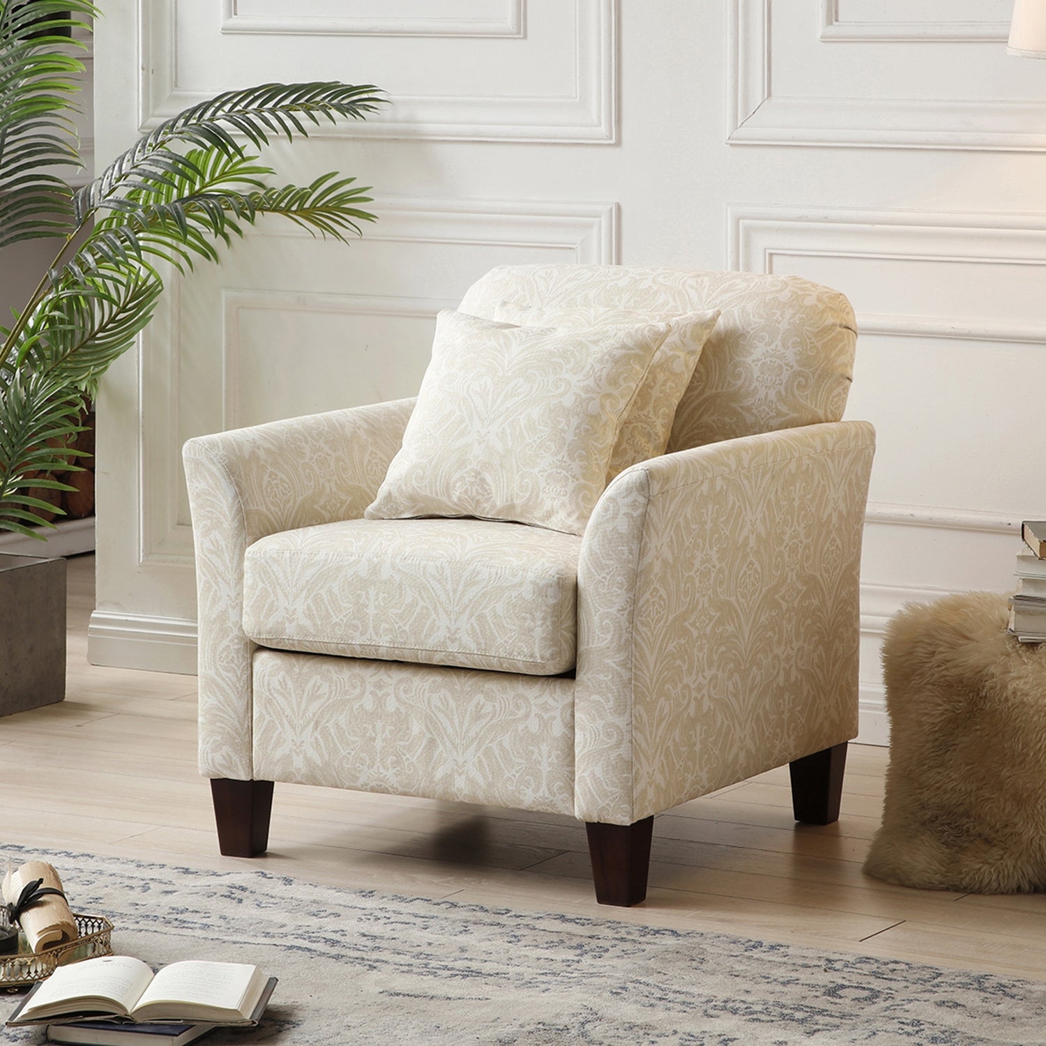 Fabiana Comfy Living Room Armchair with Rubber Wood Legs