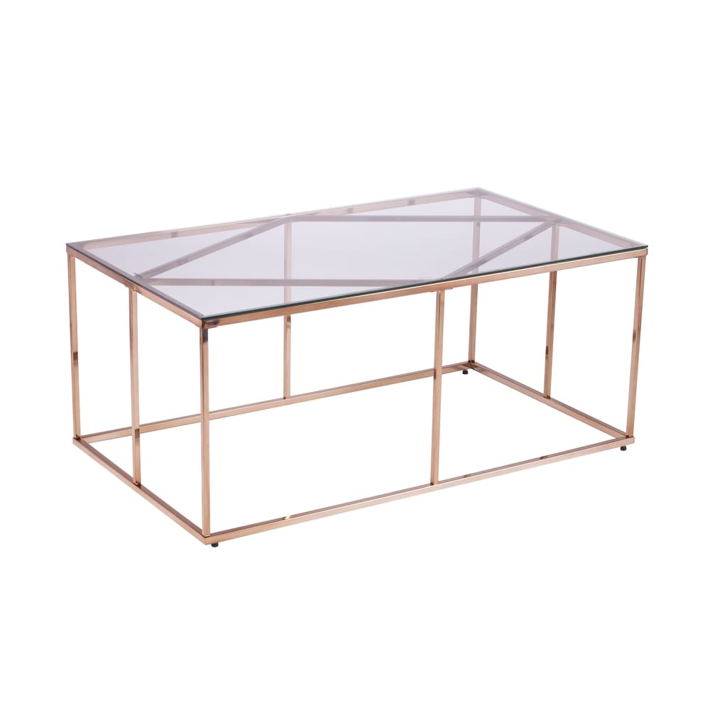 SEI Furniture Nindel Contemporary Glass Top Champagne Metal Coffee Table