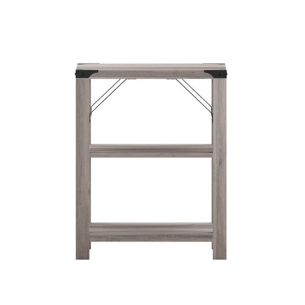 3-Tier Side Table with Metal Side Braces and Corner Caps