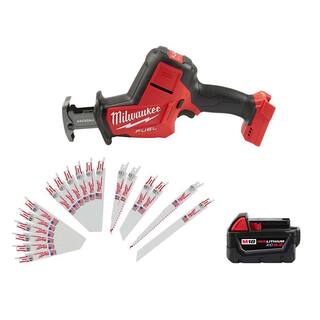 MW M18 FUEL 18V Lithium-Ion Brushless Cordless HACKZALL Reciprocating Saw with 5.0Ah Battery  Sawzall Blade Set 2719-20-48-11-1850-49-22-1110F