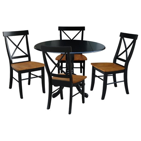 42 in Dual Drop Leaf Dining Table with 4 Dining Chairs - 5 Piece Dining Set