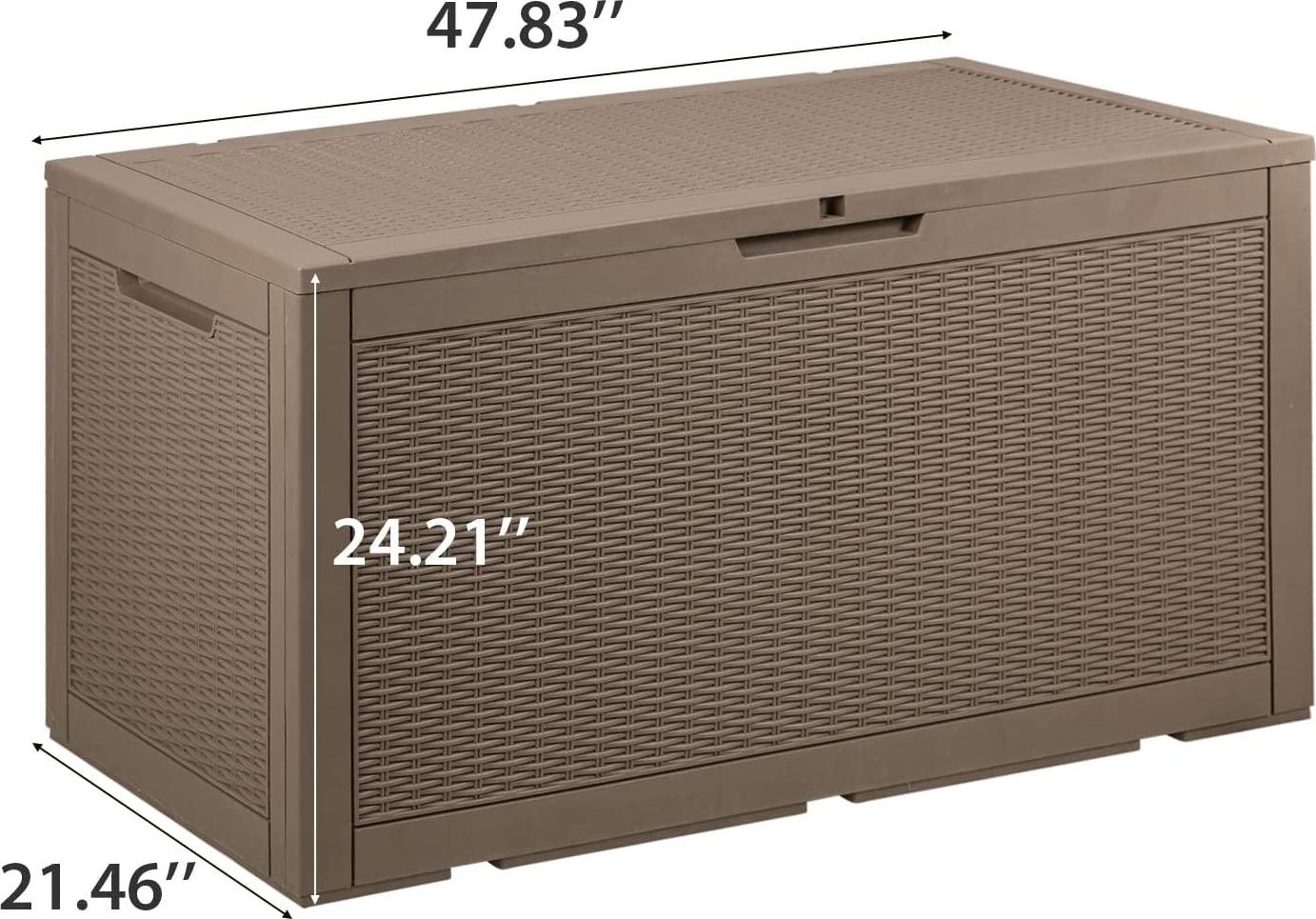 Flamaker 100 Gallon Large Deck Box Waterproof Resin Outdoor Storage for Patio Furniture, Garden Tools, Pool Accessories and Toys (Brown)