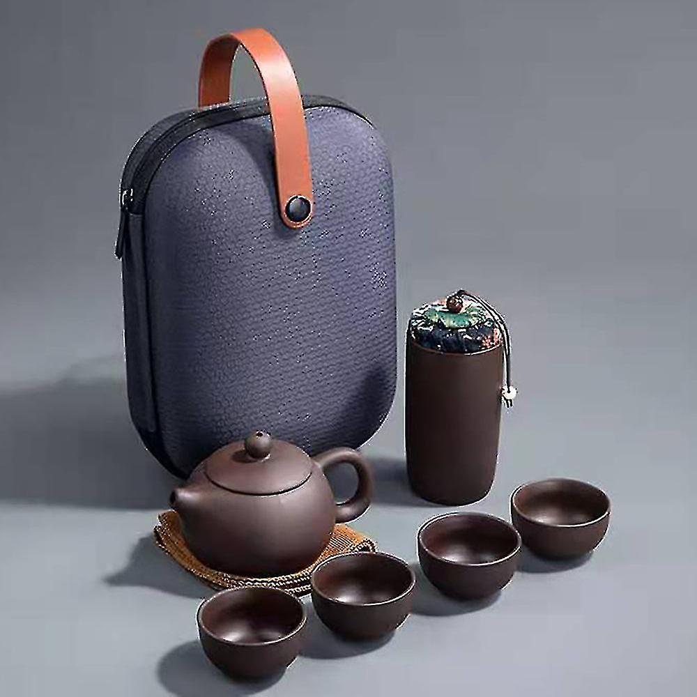 Purple Clay Chinese Kung Fu Tea Set Portable Travel Tea Pot Set