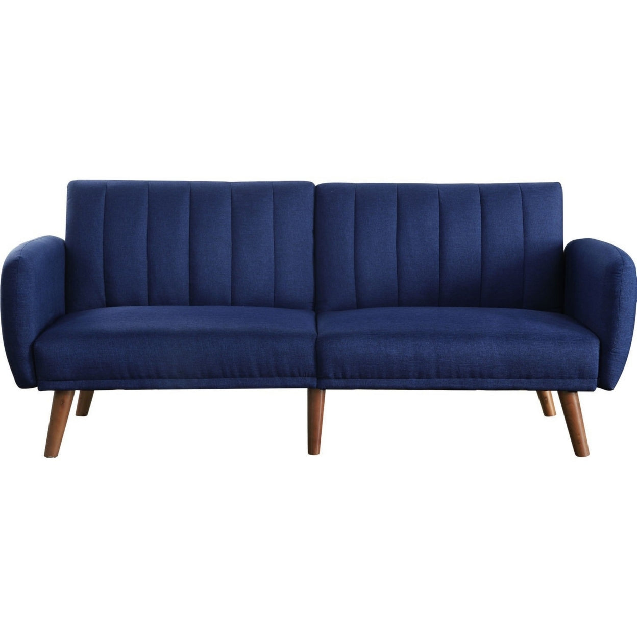 Fabric Upholstered Adjustable Sofa, Blue and Brown- Saltoro Sherpi