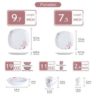 VEWEET Annie 20-Piece Casual Printed white Porcelain Dinnerware Set (Service for 4) ANNIE003