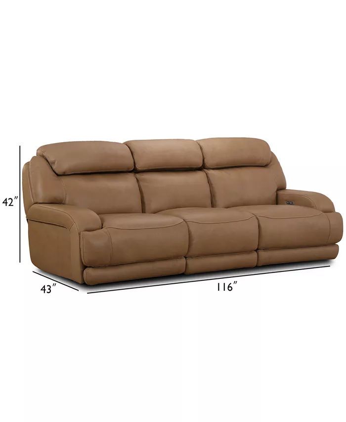 Furniture CLOSEOUT! Daventry 116 3-Pc. Leather Sectional Sofa With 2 Power Recliners Power Headrests And USB Power Outlet