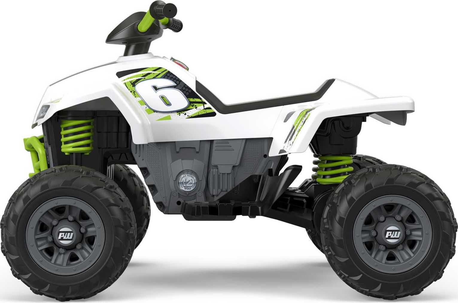 Power Wheels Racing ATV Battery Powered Ride-On Vehicle with Multi-Terrain Traction, Silver