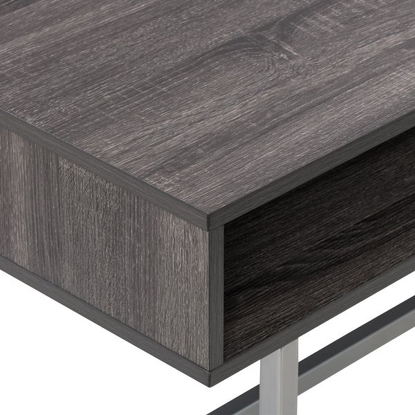 Auston Single Drawer Coffee Table with Silver Metal Legs