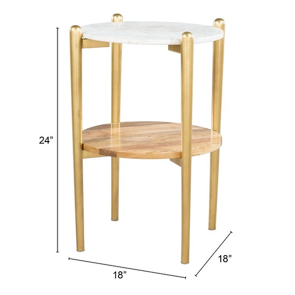 Mina Marble Side Table White and Gold