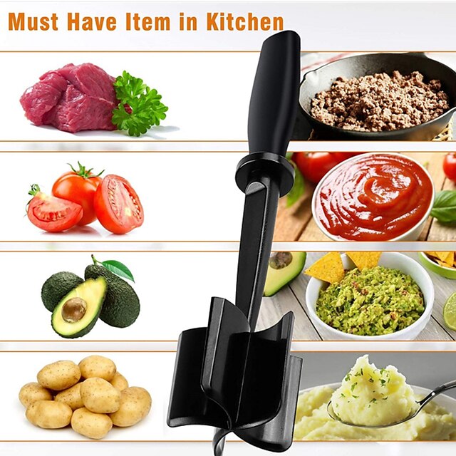 Meat Masher Multifunctional Heat Resistant Nylon Hamburger Chopper Ground Meat Chopper Utensil Non Stick Cookware