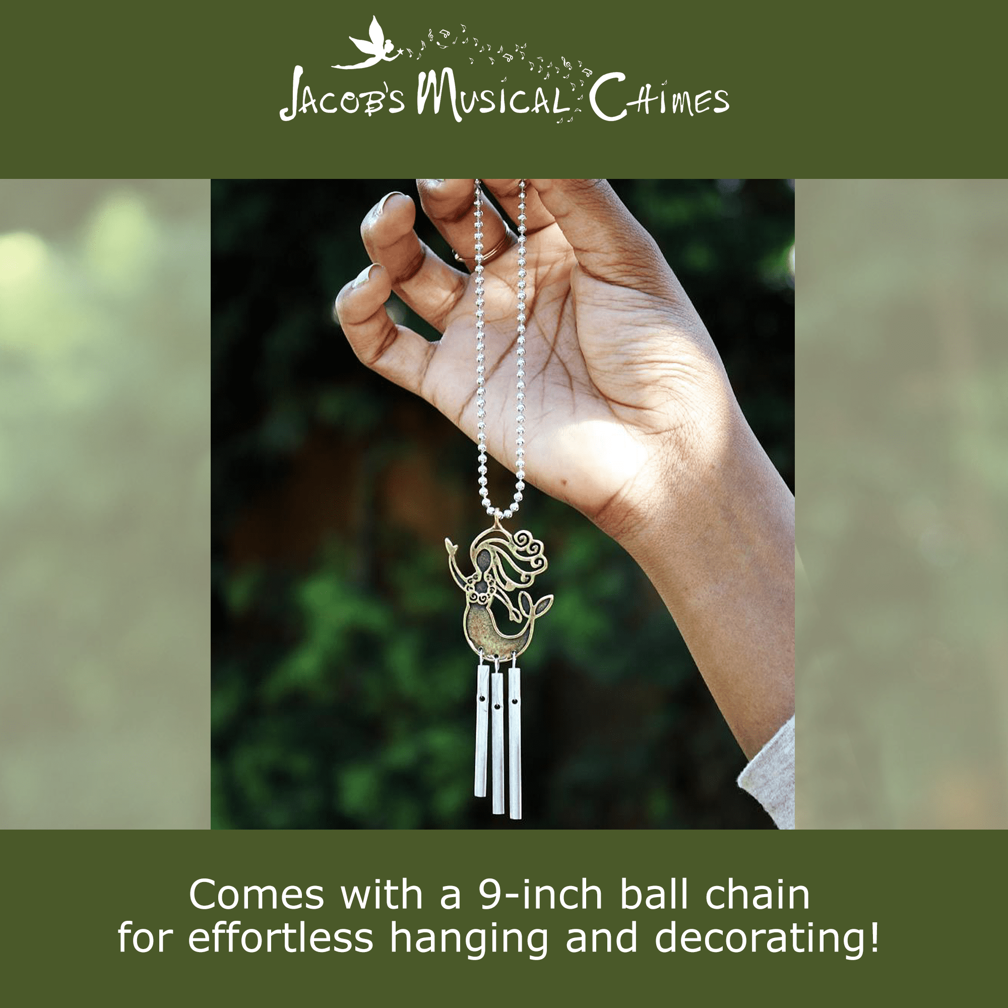 Jacob's Musical Chimes Car Charm， Mermaid， Mini Wind Chime