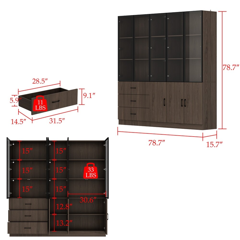 LED Lit Wood Grain Cabinet   Configurable Storage for Home or Office