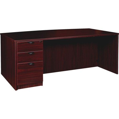 Lorell Prominence 2.0 Mahogany Laminate Left-Pedestal Bowfront Desk - 3-Drawer (PD4272LSPBMY)