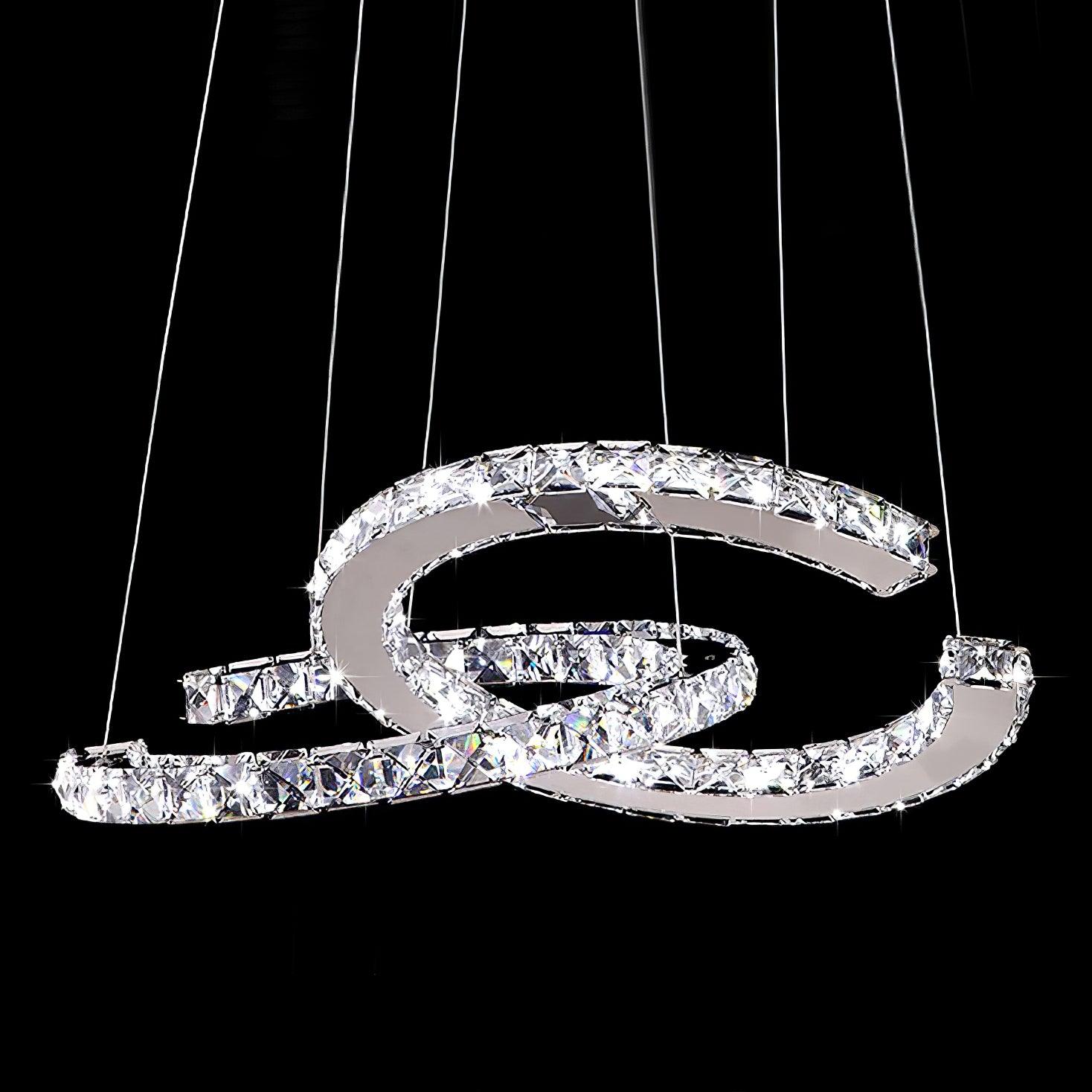 Modern Crystal Double C Chandelier