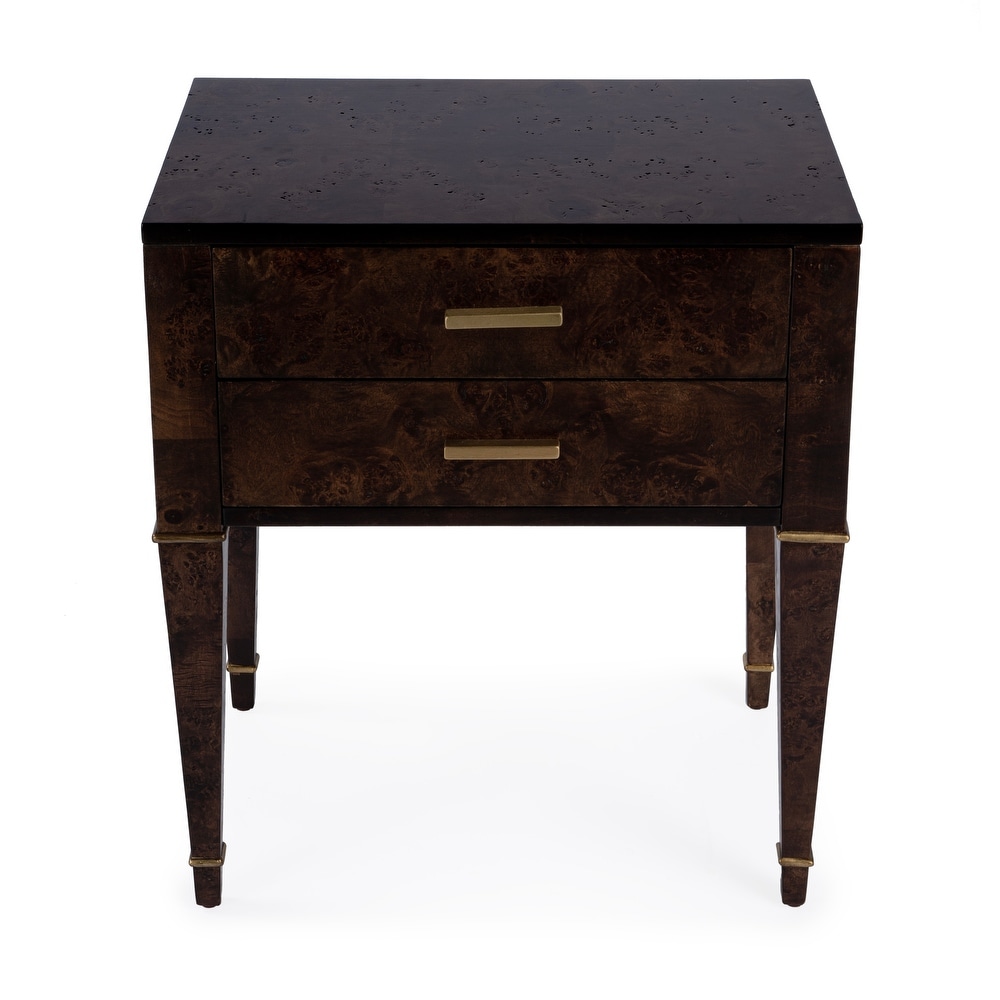 Kai 2 Drawer Burl Wood End Table