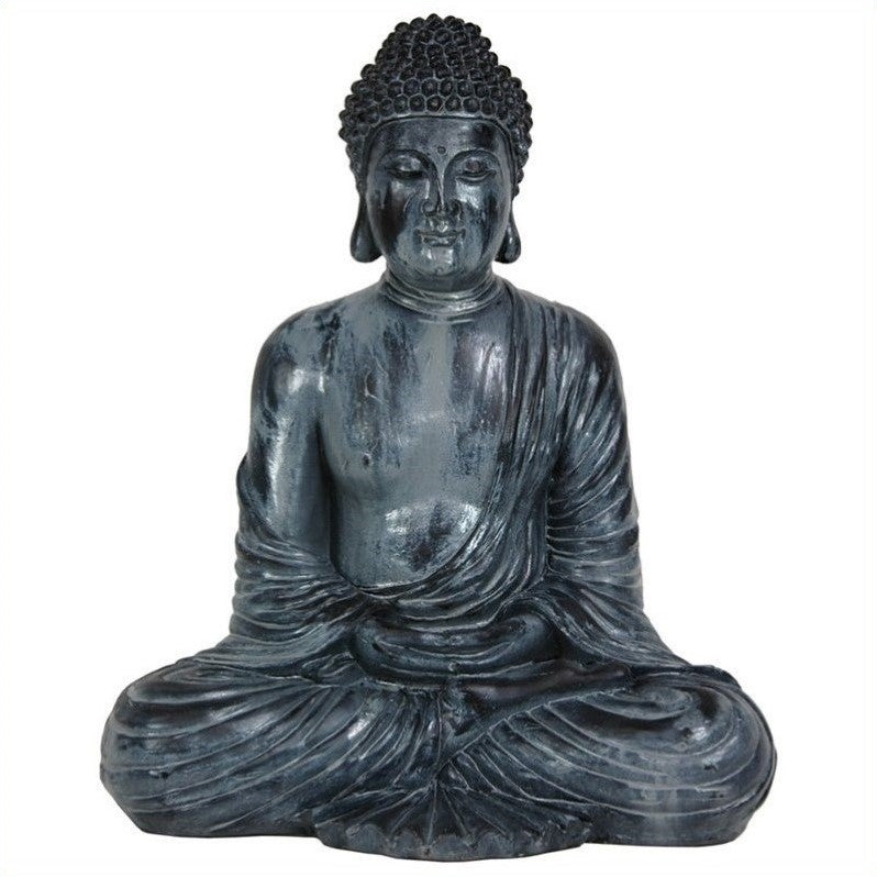 Oriental Furniture 12" Japanese Sitting Buddha Statue, Figurine, decorative item, end table piece