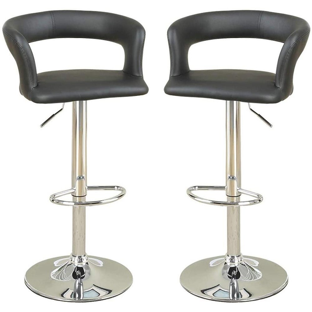 Adjustable Height Bar Stool ，PVC / Faux Leather ，Set of 2