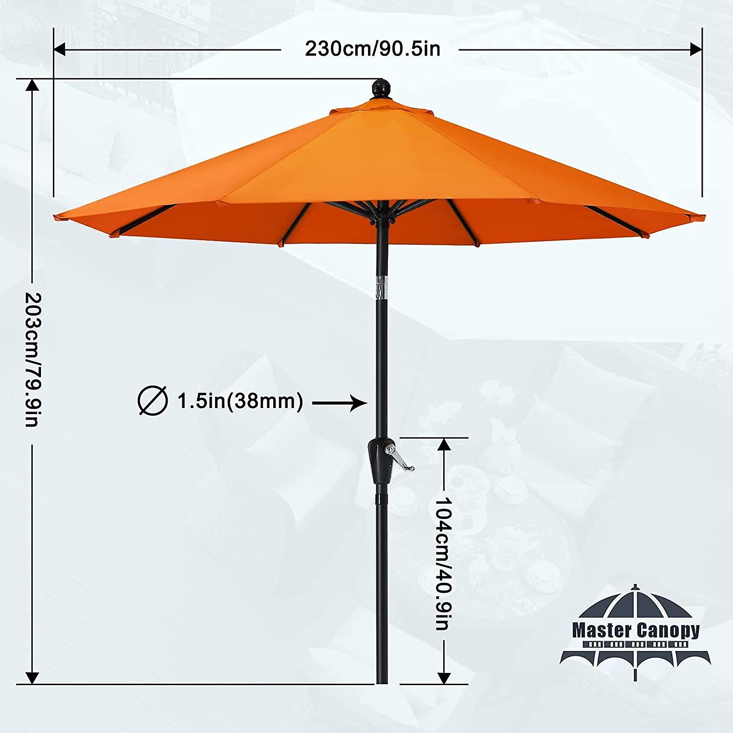 Patio Umbrella For Outdoor Market Table -8 Ribs (7.5ft，orange)