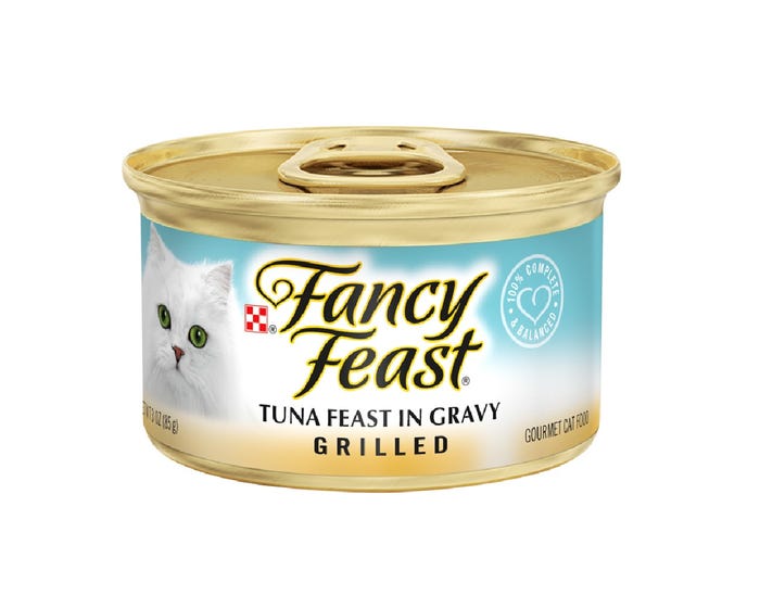 Purina Fancy Feast Grilled Tuna Feast in Gravy Wet Cat Food， 3 oz. Can