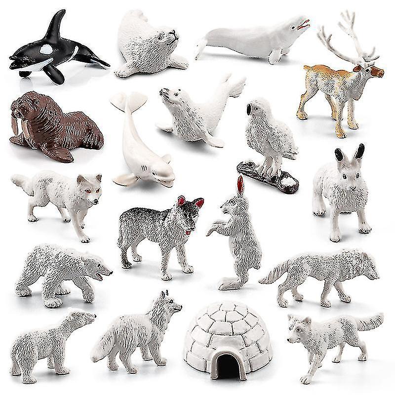 Set Of 18 Mini Polar Animals Statue Pvc Antarctic Desktop Figure Doll Micro Landscape Decoration For