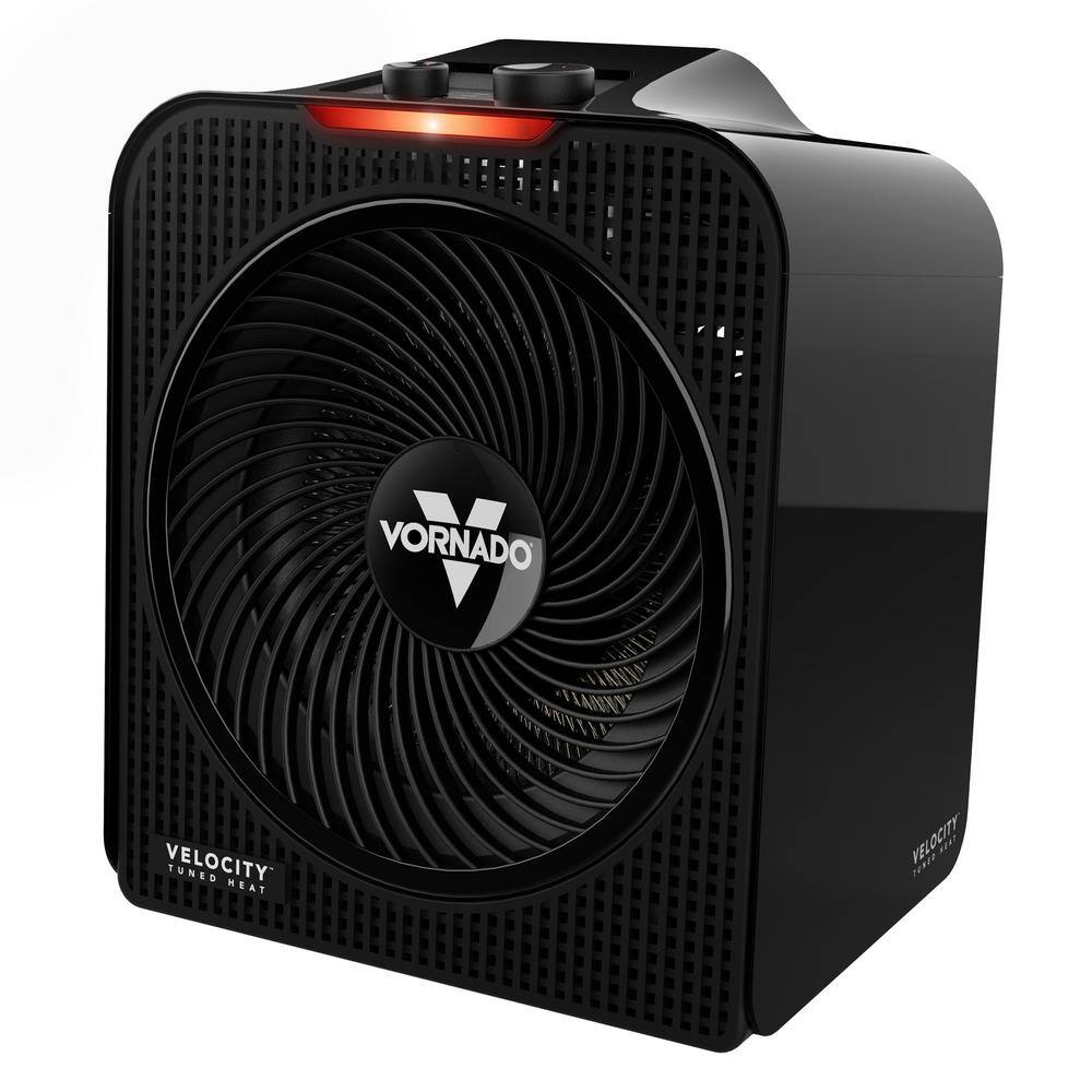 Vornado Velocity 3 Whole Room 1500-Watt 5118 BTU Electric Space Fan Heater Adjustable Thermostat and Safety Features Black EH1-0159-06