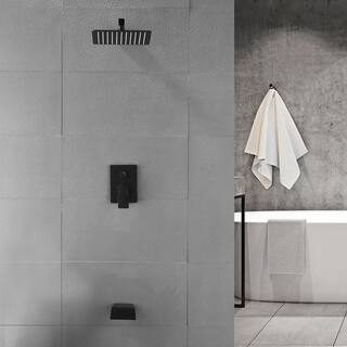 Boyel Living Single-Handle 1-Spray Tub and Shower Faucet with 10 in. Square Fixed Shower Head in Matte Black (Valve Included) BL-33012B