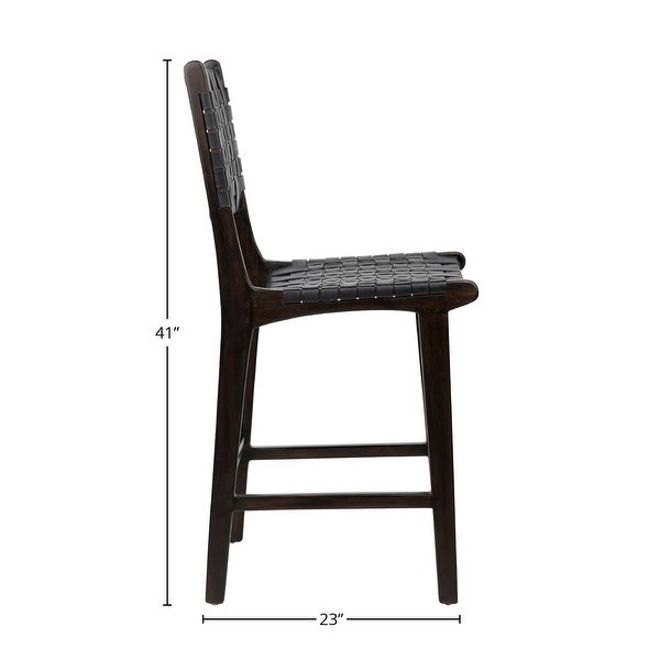 Maverick Woven Counter Stool， Espresso Teak - N/A