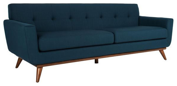 Talifah Linen Tufted Sofa  Dark Teal   Midcentury   Sofas   by Rustic Home Furniture Deco  Houzz