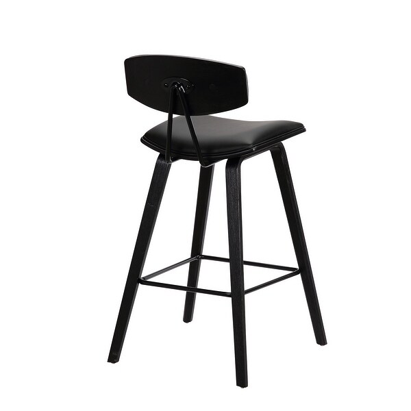 Counter Height Wooden Bar Stool with Curved Leatherette Seat - 36 H x 16 W x 19 L Inches