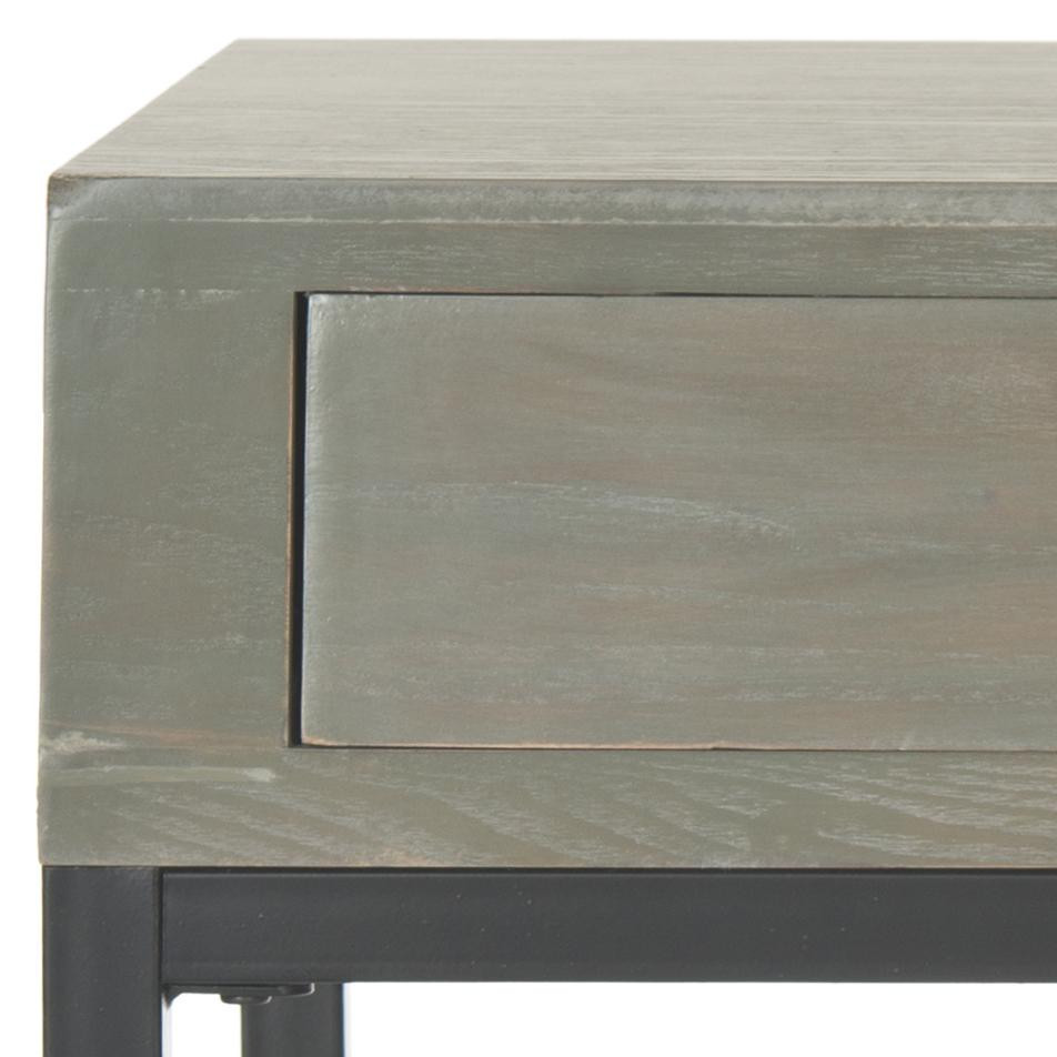 Mariya End Table With Storage Drawer  Ash Gray   Industrial   Side Tables And End Tables   by Rustic Home Furniture Deco  Houzz