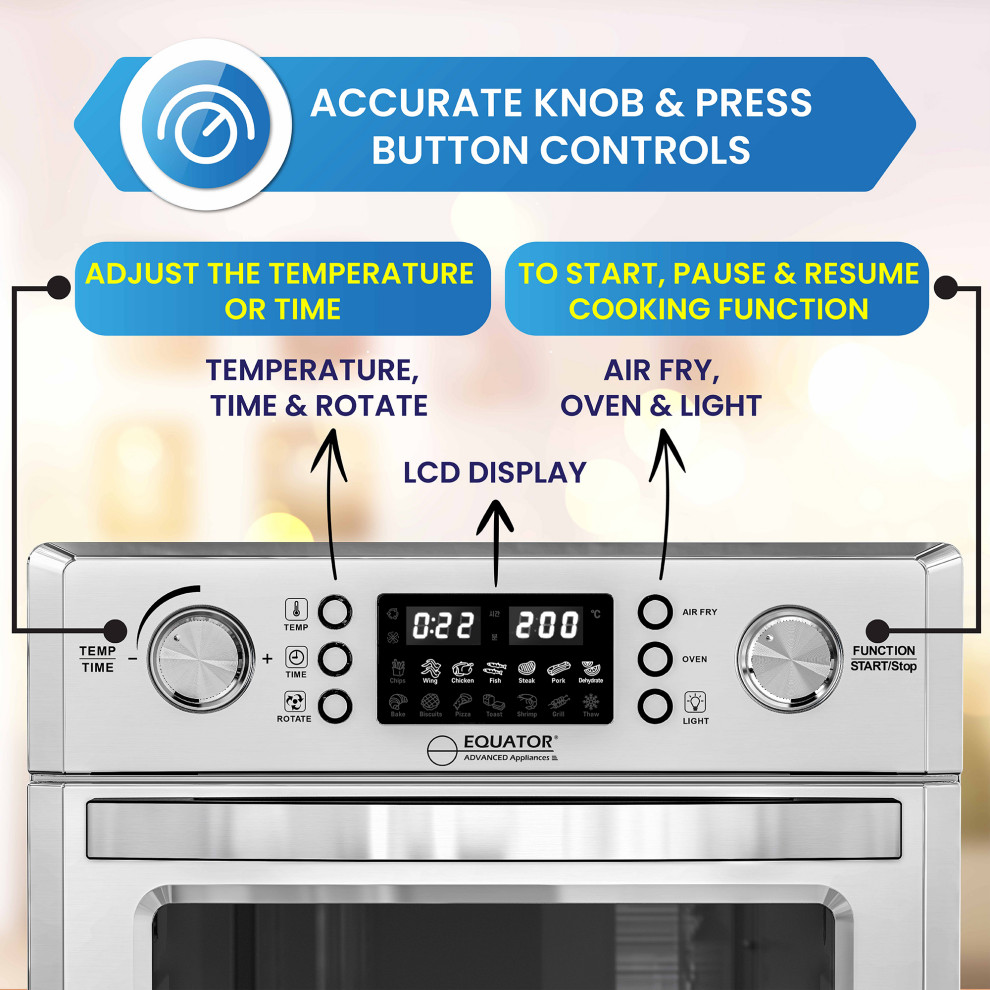 Equator 0.9cu.ft.Air Fryer+Convection Oven+Pizza Oven+Grill+Dehydrator Stainless   Modern   Ovens   by Equator  Houzz